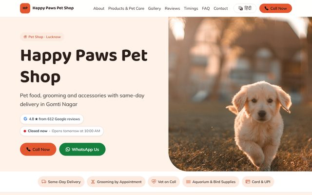 Pet Shop design: Happy Paws Pet Shop